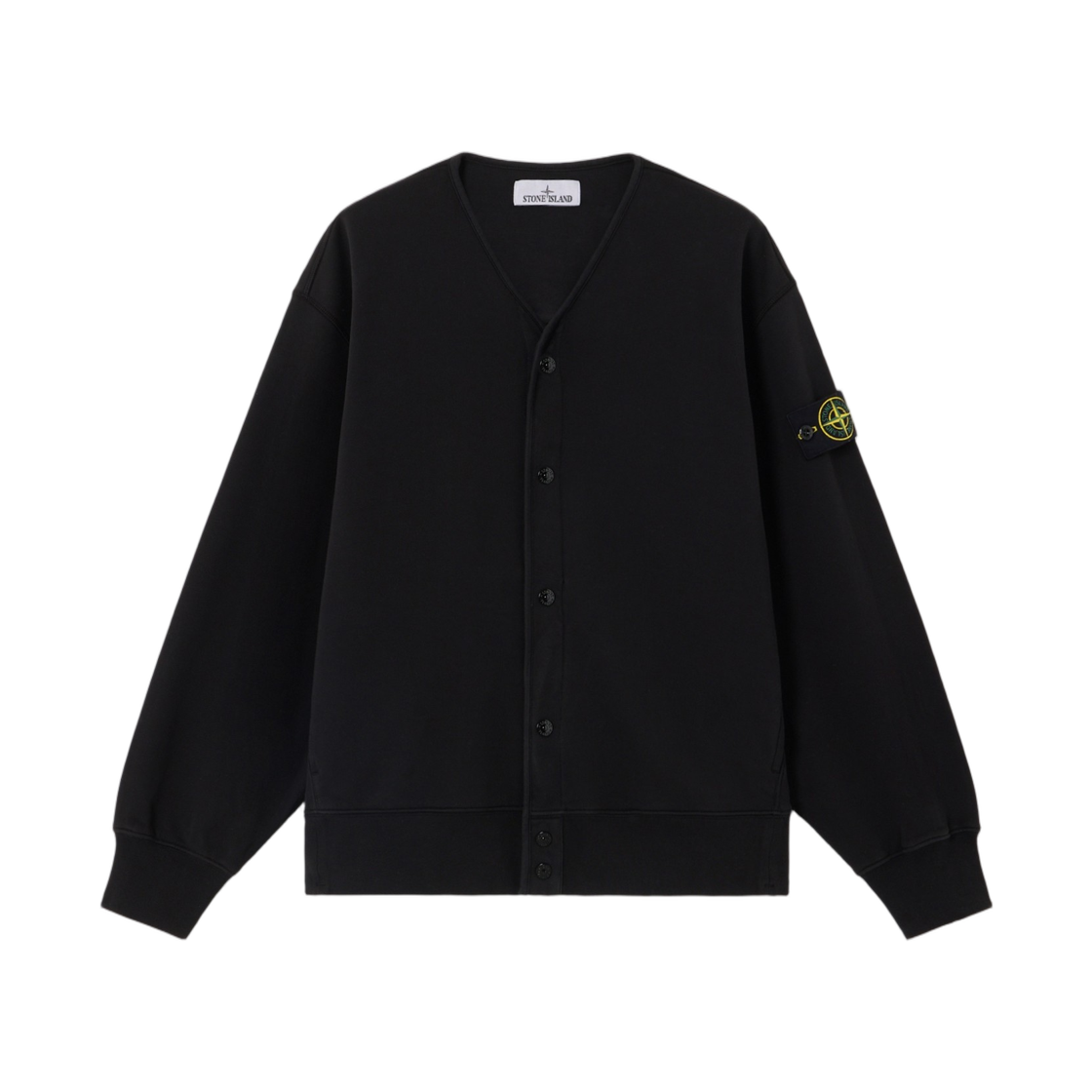 L2S1561000-10S0051-V0029 Stone Island 6100010 Organic Cotton Fleece Oversized-Fit Cardigan Sweatshirt with Snap Closure Black - 26FW