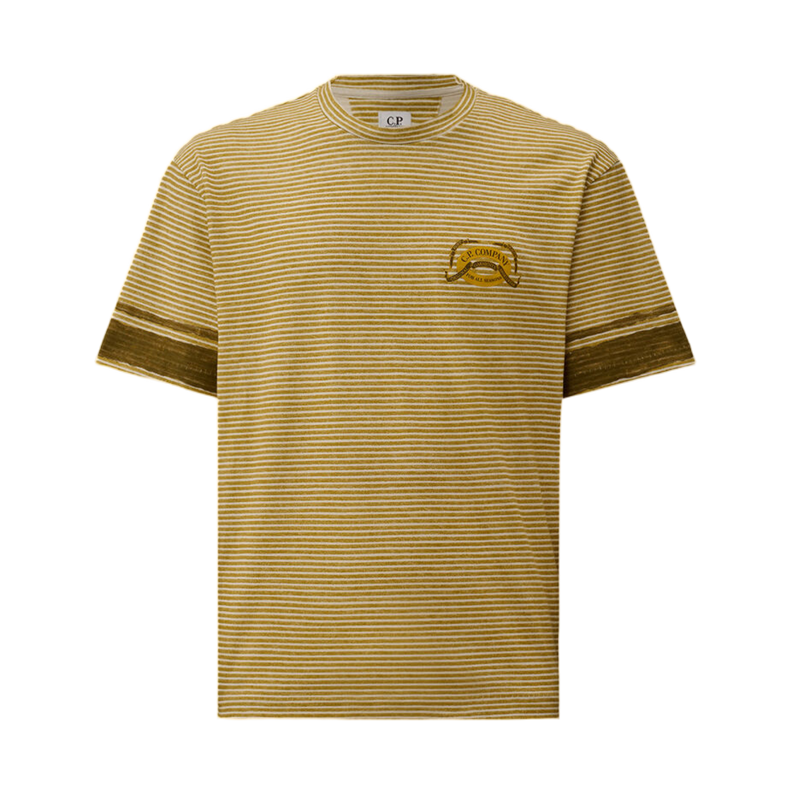 20CMTS277A110681P246 C.P. Company Printed Jersey 20/1 Short Sleeve Logo T-Shirt Antique Moss  Yellow - 26SS
