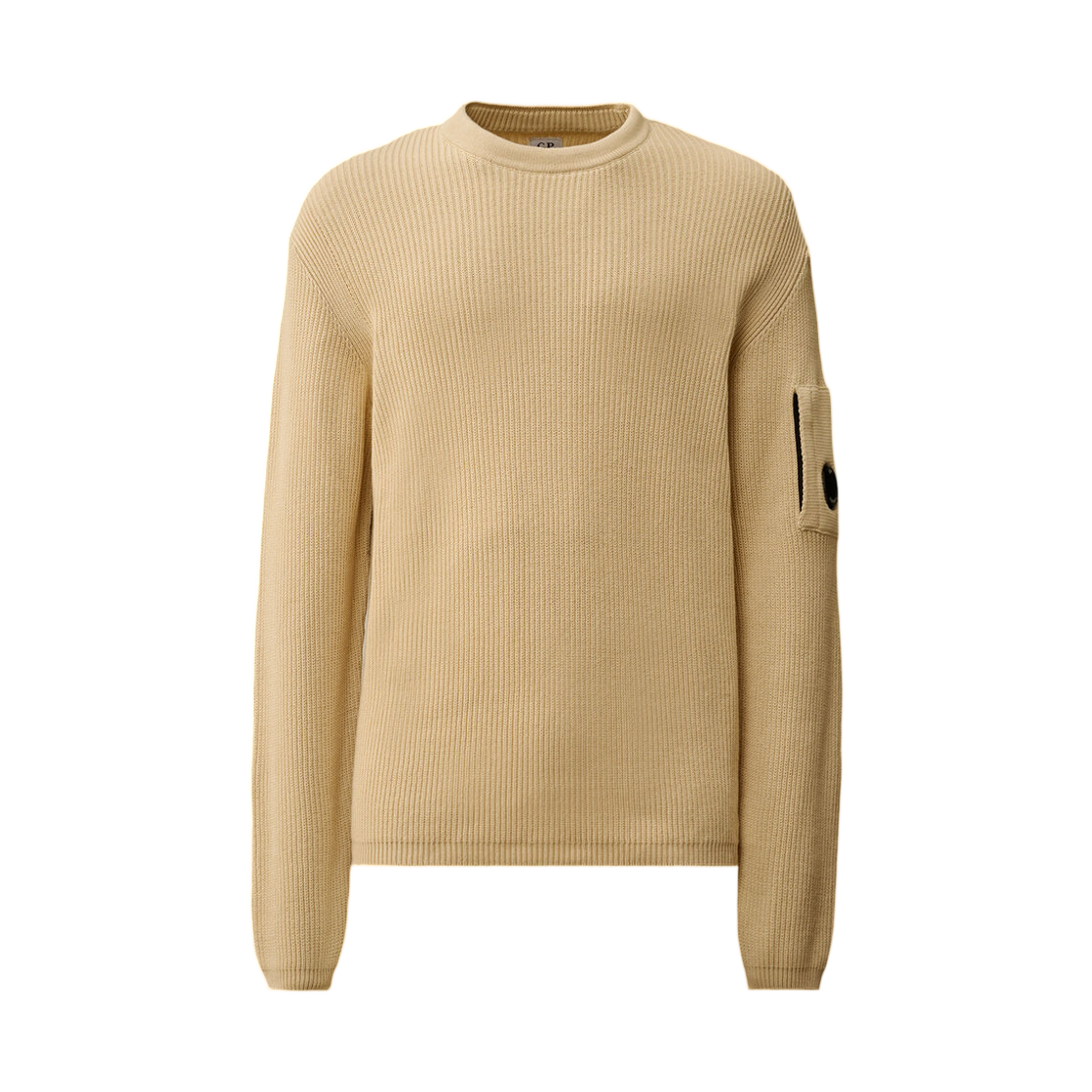 20CMKN095A110560A114 C.P. Company Cotton Sea Island Ribs Crewneck Lens Sweater Frozen Dew White - 26SS