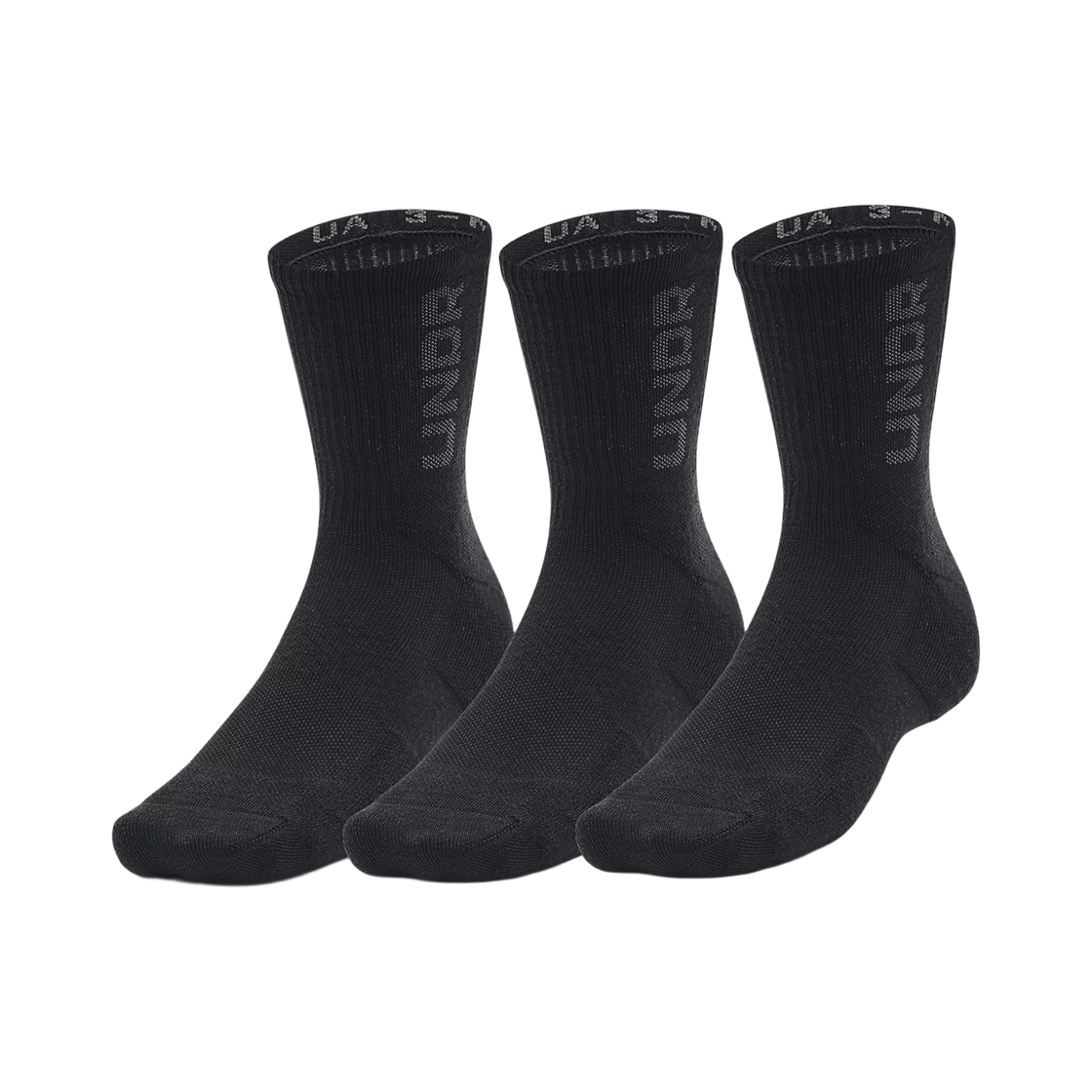 언더아머 UA 3-메이커 미드 크루 삭스 블랙 피치 그레이 (3개입)(Under Armour UA 3-Maker Mid Crew Socks Black Pitch Gray (3 Pack))