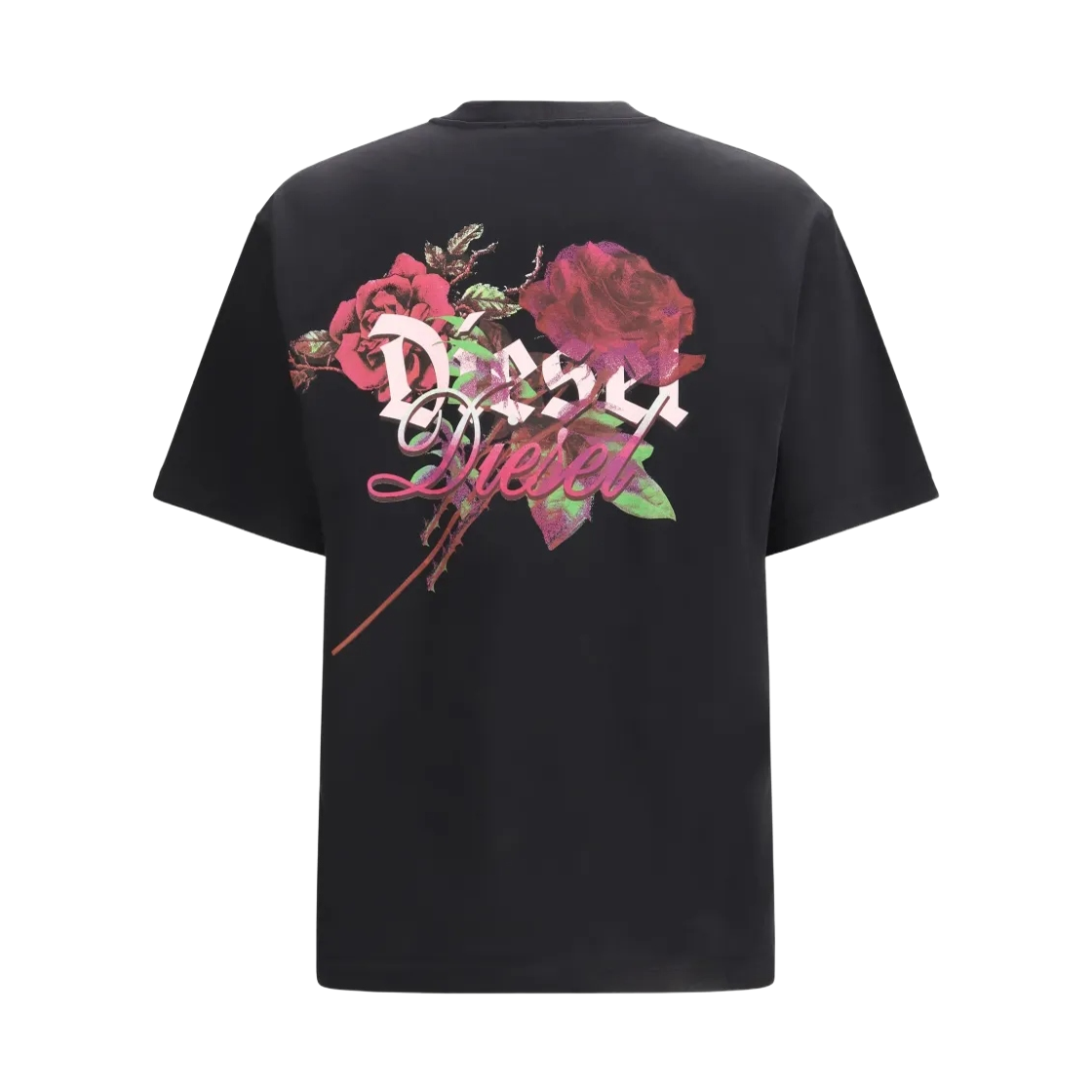 A224970PLAT-9XX Diesel Floral Print T-Shirt Black