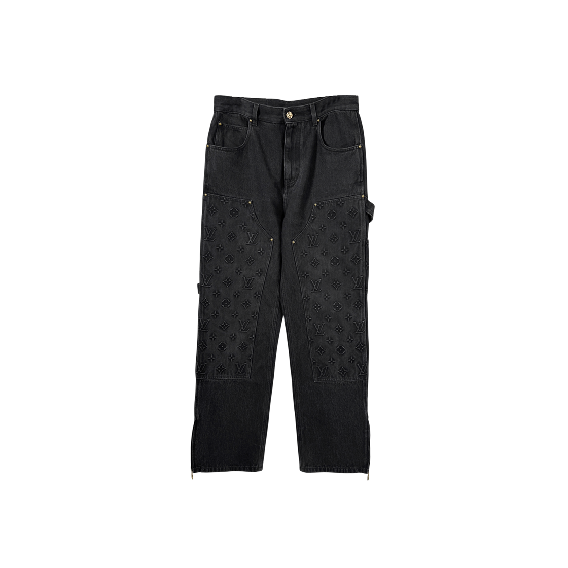 ITQ68IGU93PG Louis Vuitton Monogram Double Knee Carpenter Denim Pants Black Denim