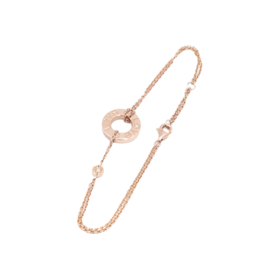 ITGT2JVBN9LL Cartier Love Chain Bracelet in 18K Rose Gold 2 Diamonds