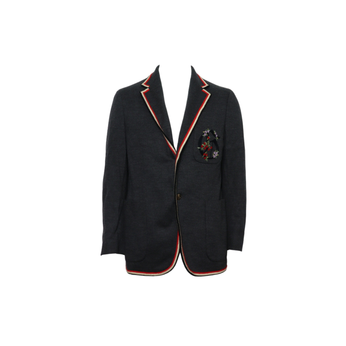 ITK5M7J5ONCN Gucci Gray Wool Blend Embroidered Men Jacket 552822