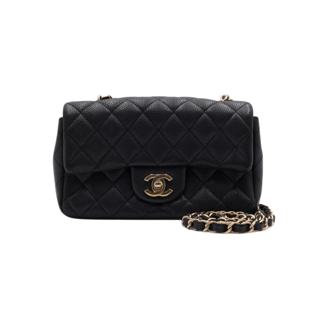 ITV2F972RNE9 Chanel Dark Gray Caviar New Mini Classic Flap Silver Chain Shoulder & Crossbody Bag