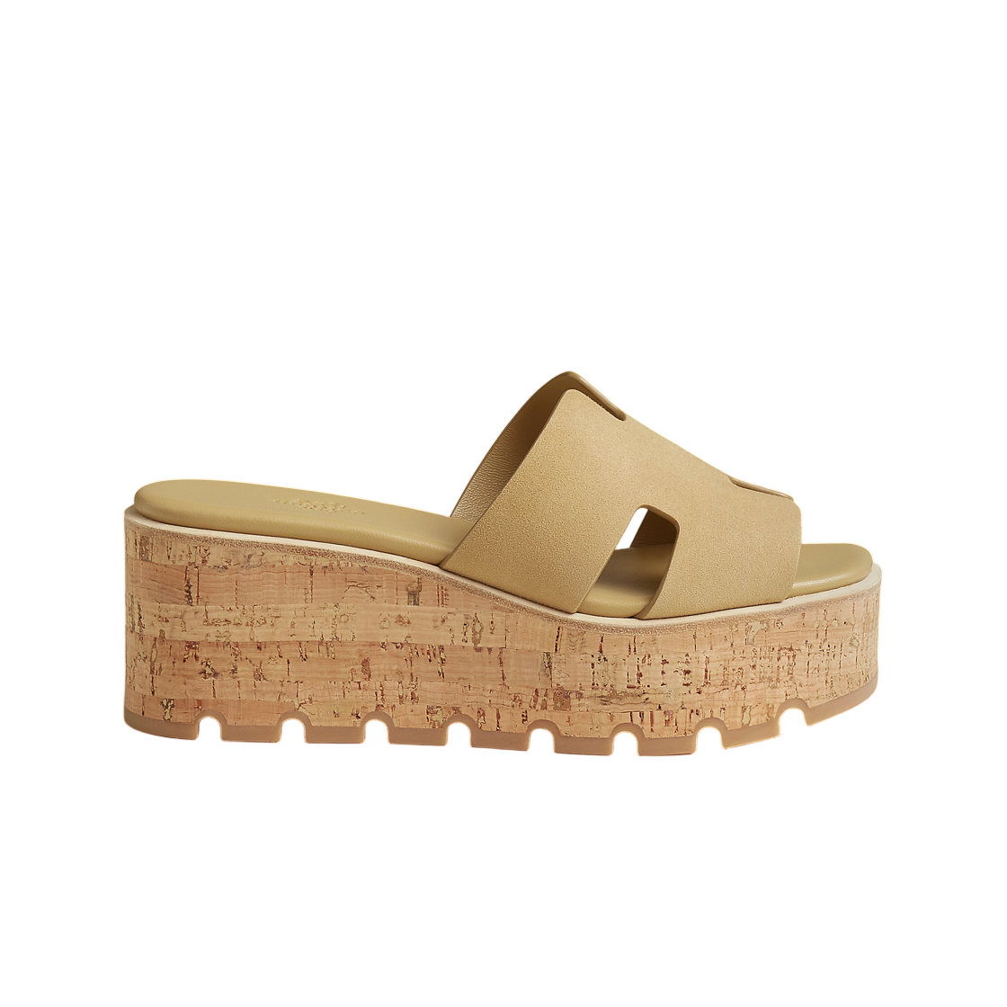 H232150ZVD (W) Hermes Eze 30 Sandal Suede Goatskin & Beige Albatre