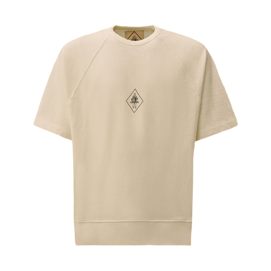 20CMSS188A110337G103 C.P. Company Malfile Fleece Short Sleeve Sweatshirt Gauze White - 26SS
