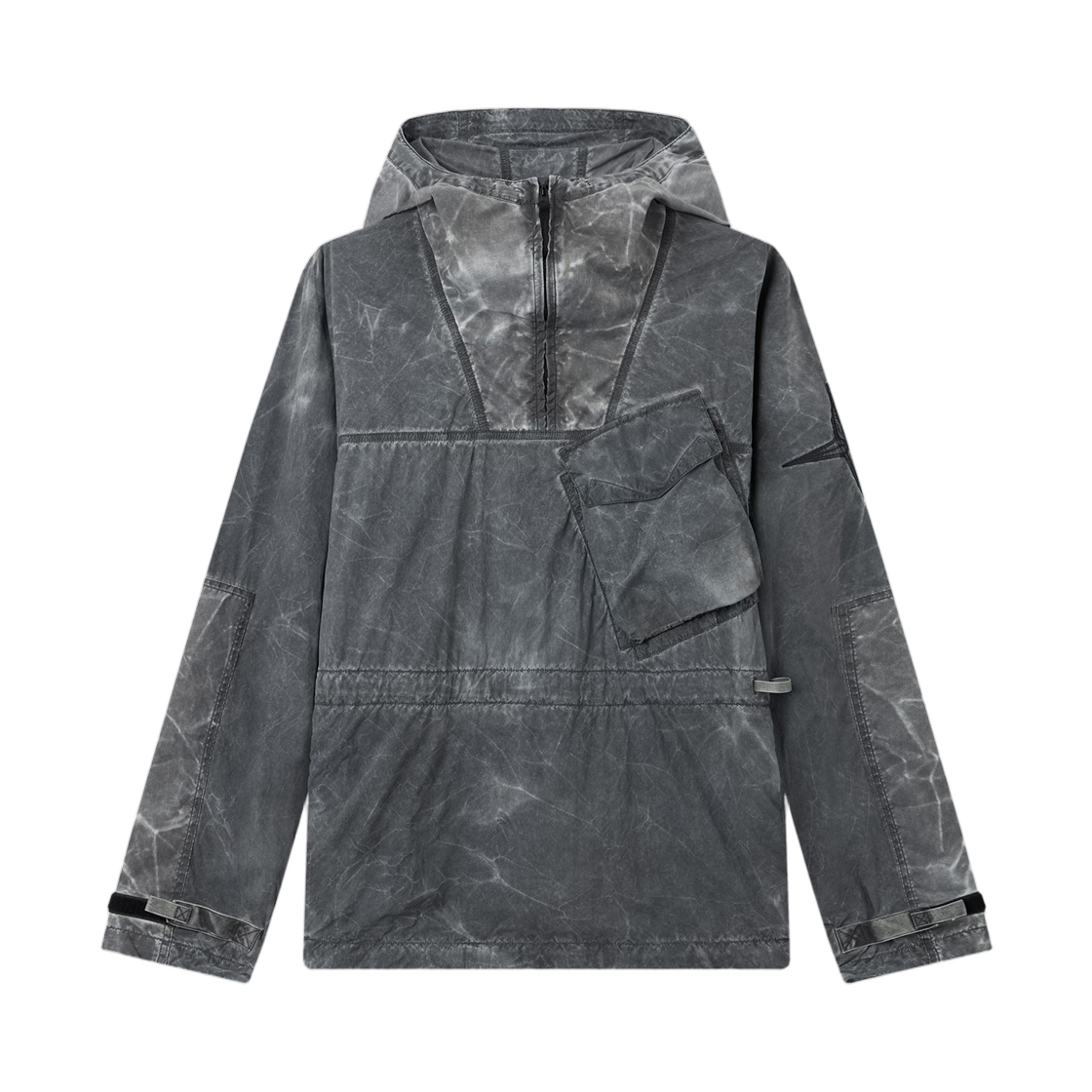 L2S15Q1000-35S00V1-V0029 Stone Island Q100035 Uneven Pigment Dyed Nylon Smerigliato + Nylon Canvas Anorak with Anti-Drop Finish Black - 26FW
