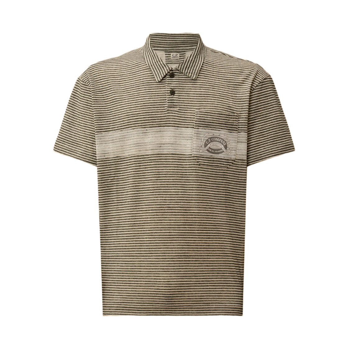 20CMPL278A110681P921 C.P. Company Printed Jersey 20/1 Short Sleeve Logo Polo Gunmetal Grey - 26SS