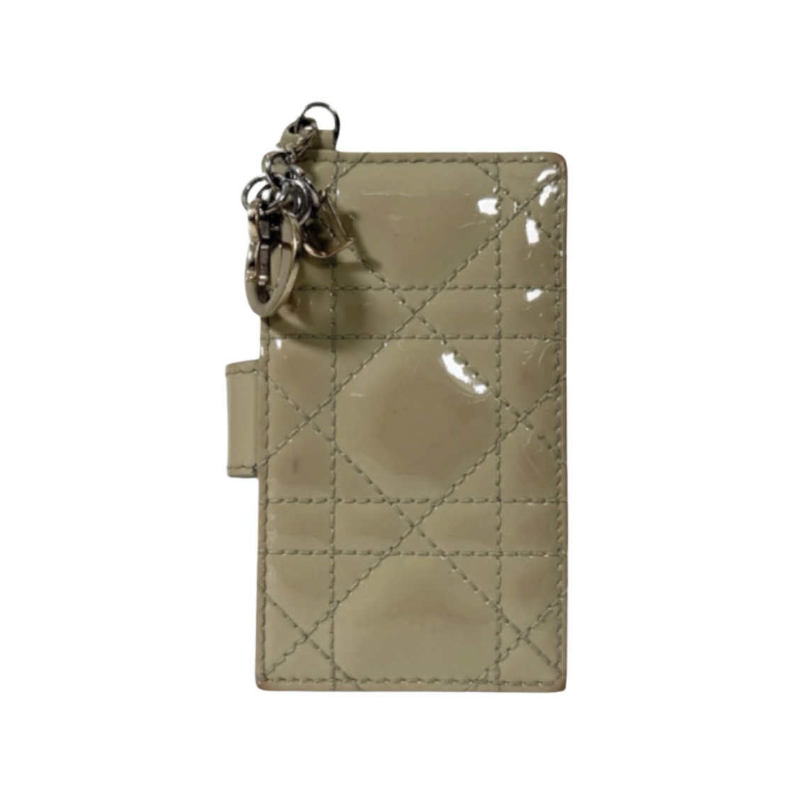 ITQPSUED9US5 Dior Lady Dior Cannage Patent Accordion 5-Pocket Card Wallet Sand Beige