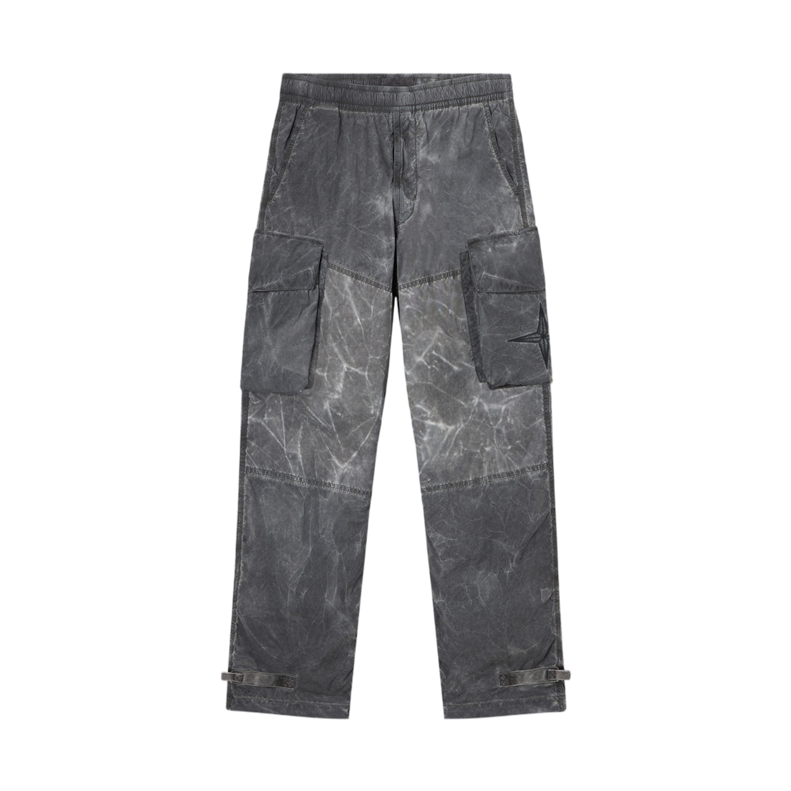 L2S1531000-53S00V1-V0029 Stone Island 3100053 Uneven Pigment Dyed Nylon Smerigliato + Nylon Canvas Loose-Fit Cargo Trousers with Iridescent Finish Black - 26FW