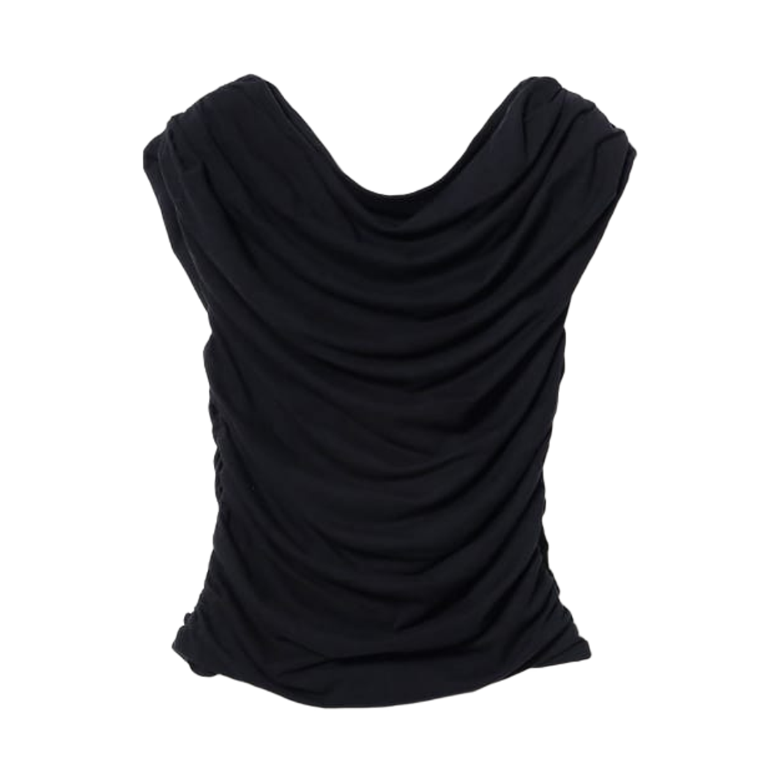 61-04-1379-101 (W) Ray Beams Gathered Draped T-Shirt Black