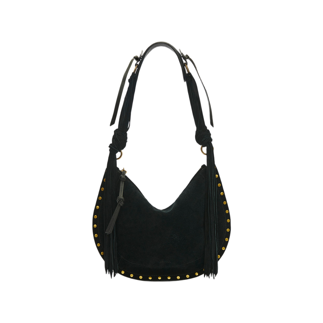 이자벨 마랑 오스칸 소프트 지퍼 프린지 스웨이드 카프스킨 레더 숄더백 블랙(Isabel Marant Oskan Soft Zipped Fringe Suede Calfskin Leather Shoulder Bag Black)