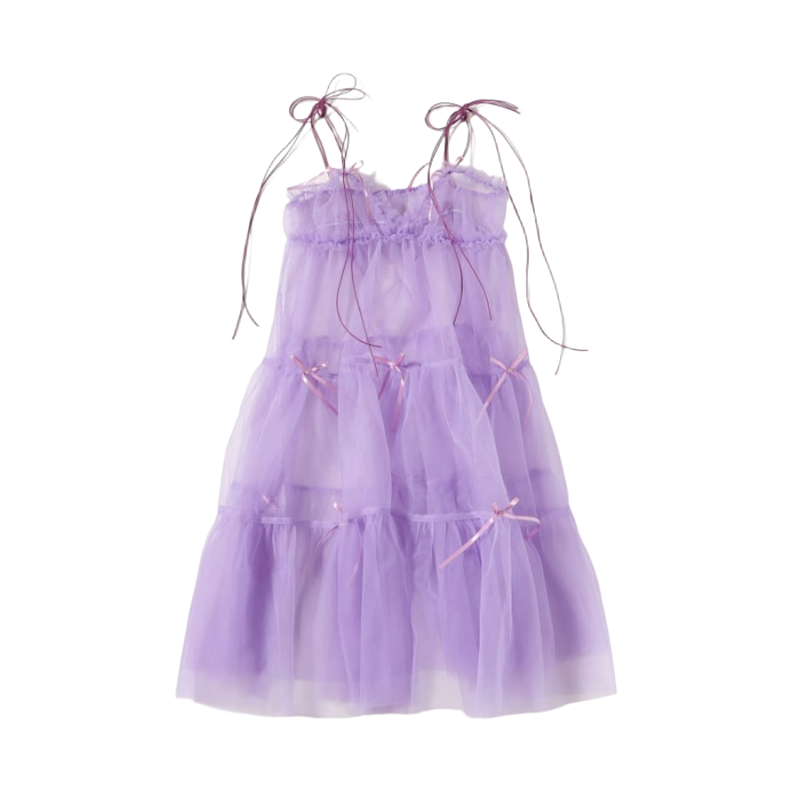 62-26-0314-438 (W) Carolina Glaser Ribbon Tulle Camisole Dress Lavender