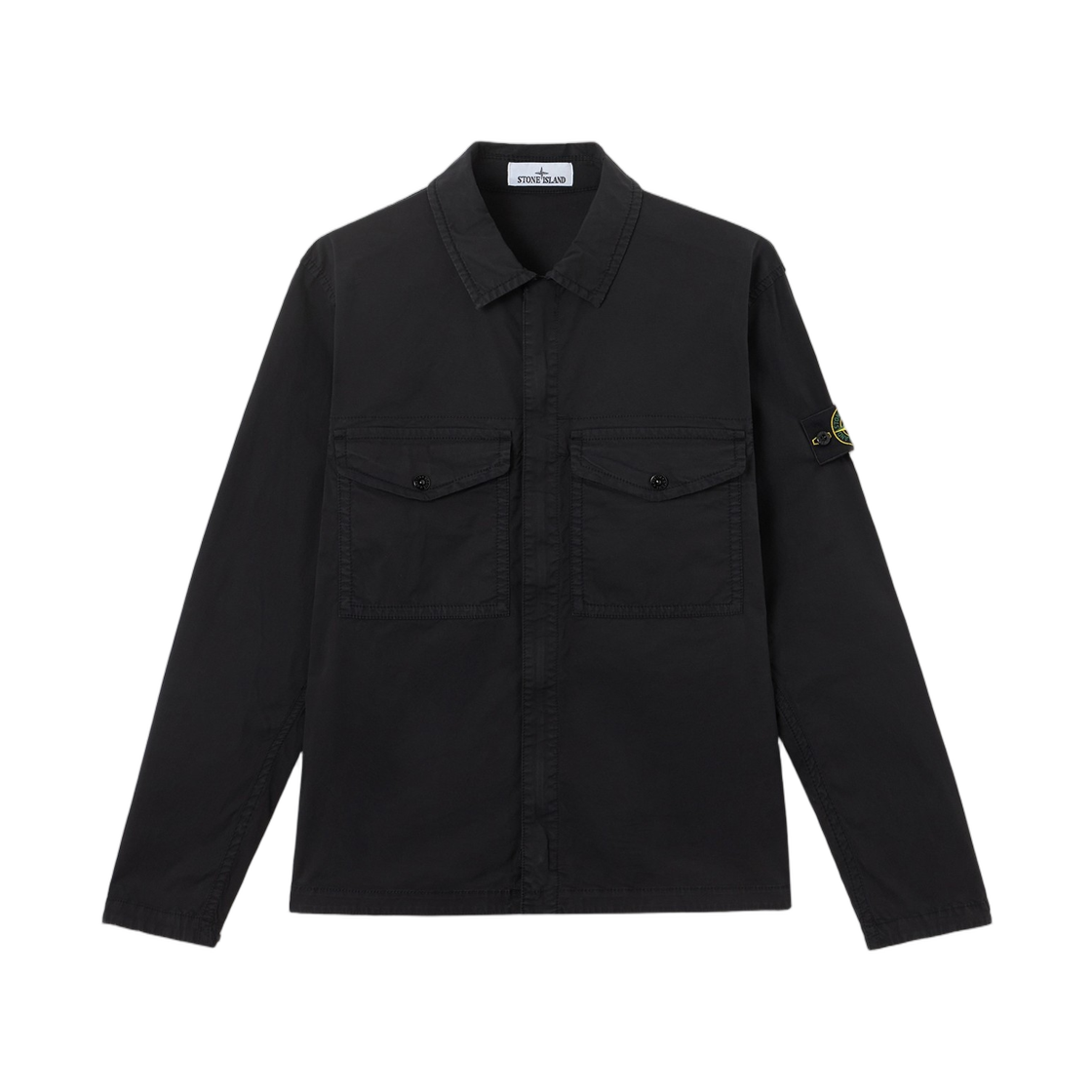 L2S1512000-03S0A10-V0029 Stone Island 1200003 Stretch Organic Cotton Twill Regular-Fit Zip-Up Overshirt with Chest Pockets Black - 26FW