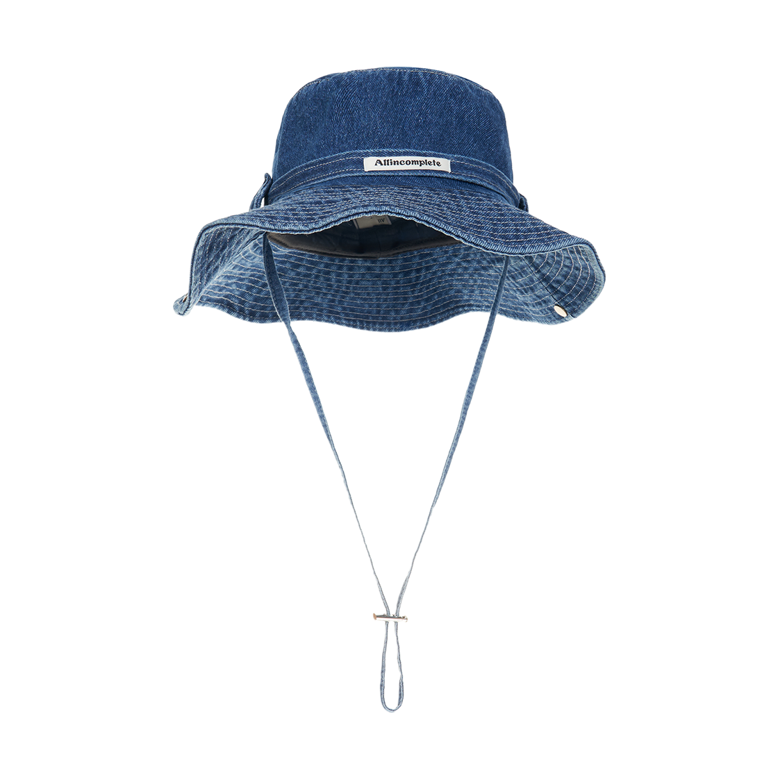 올인컴플리트 벨트 데님 워시드 사파리 햇 중청(Allincomplete Belt Denim Washed Safari Hat Blue Denim)