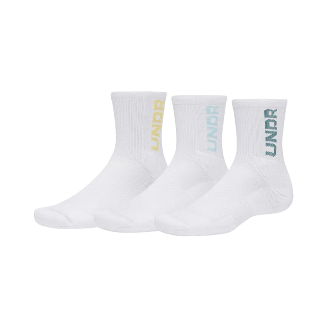 언더아머 UA 3-메이커 미드 크루 삭스 화이트 (3개입)(Under Armour UA 3-Maker Mid Crew Socks White (3 Pack)) - 1
