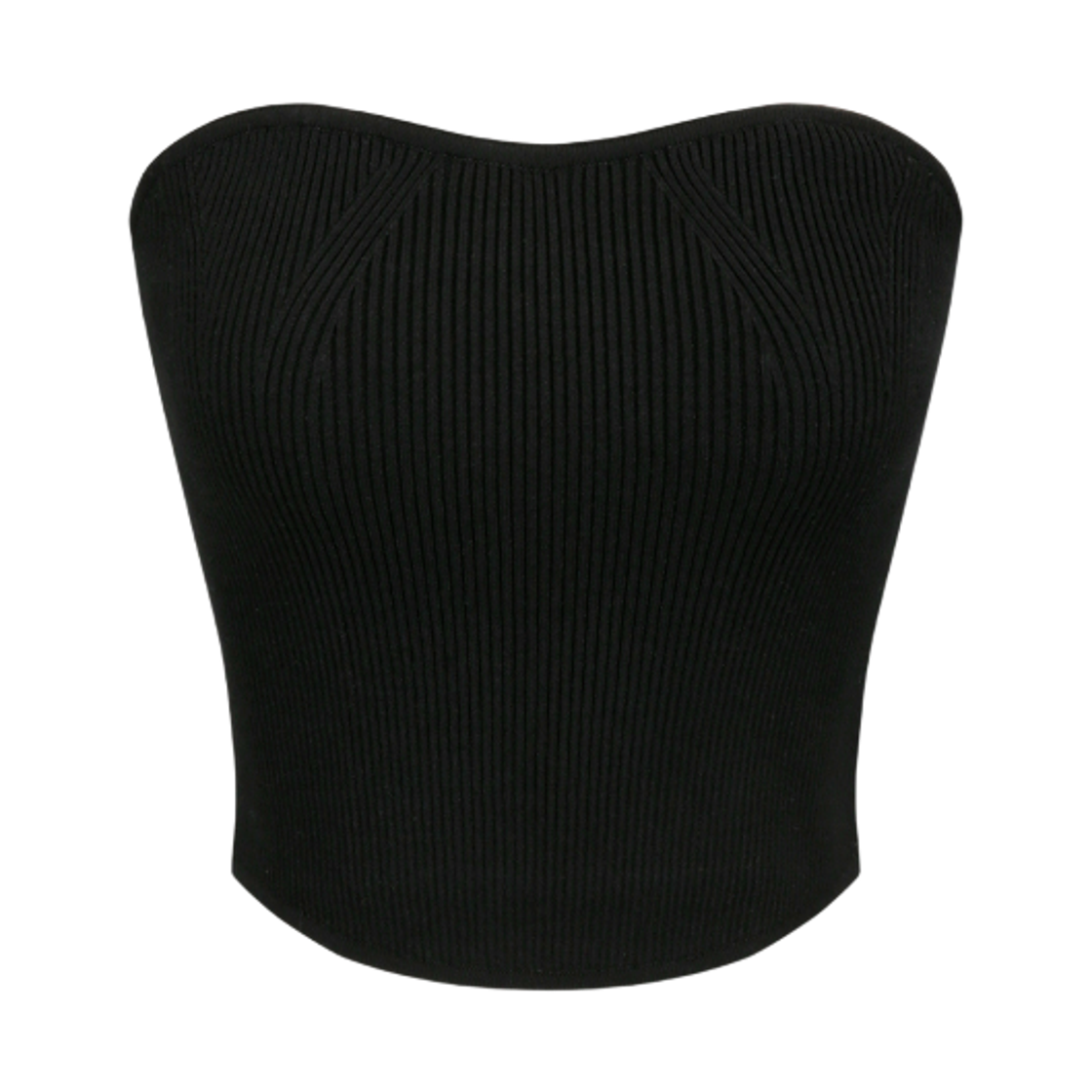 - (W) Aviemuah Ribbed Knitted Bustier Top Black