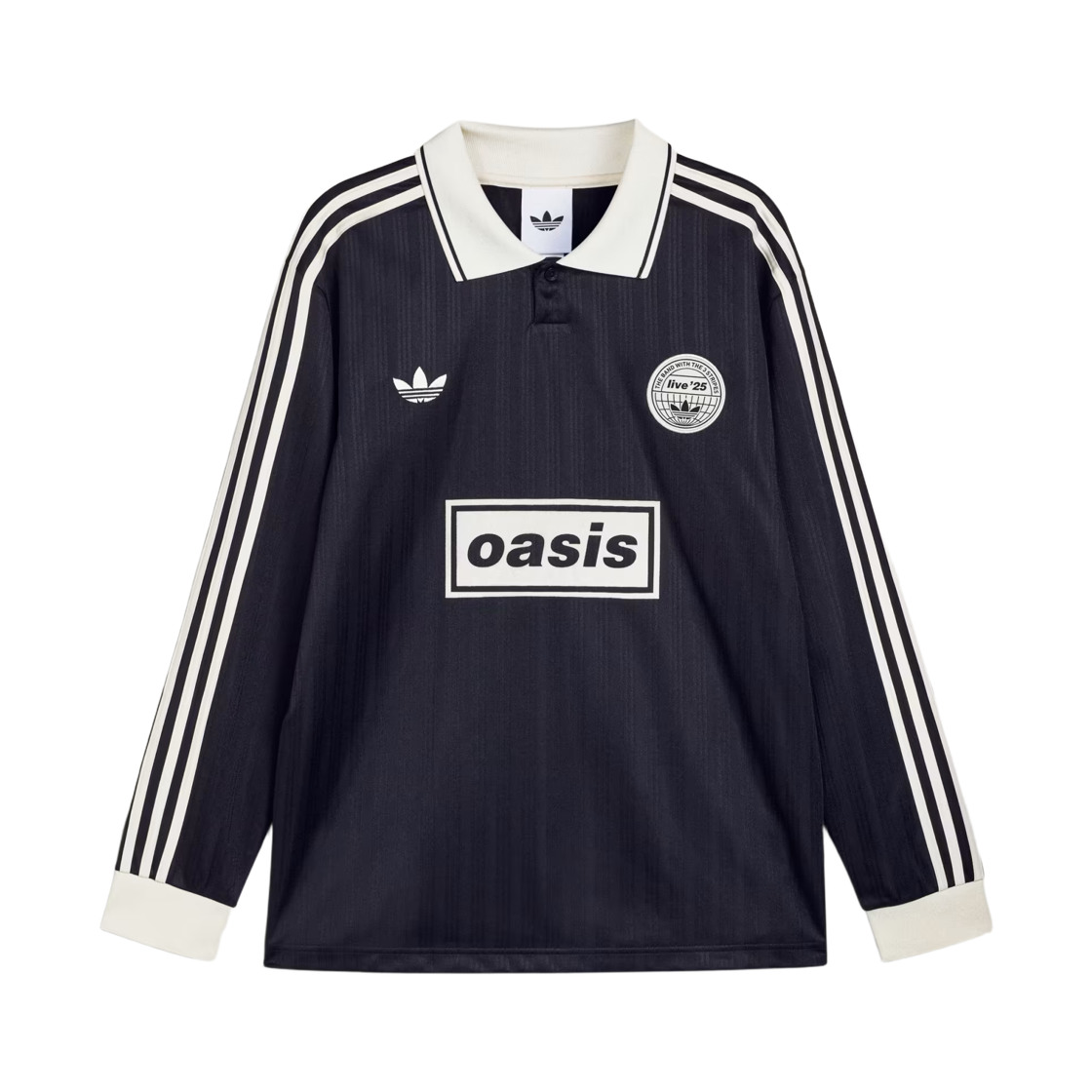 아디다스 x 오아시스 투어 자카드 롱슬리브 저지 블랙 크림 화이트 - KR 사이즈(Adidas x Oasis Tour Jacquard Longsleeve Jersey Black Cream White - KR Sizing) - 1
