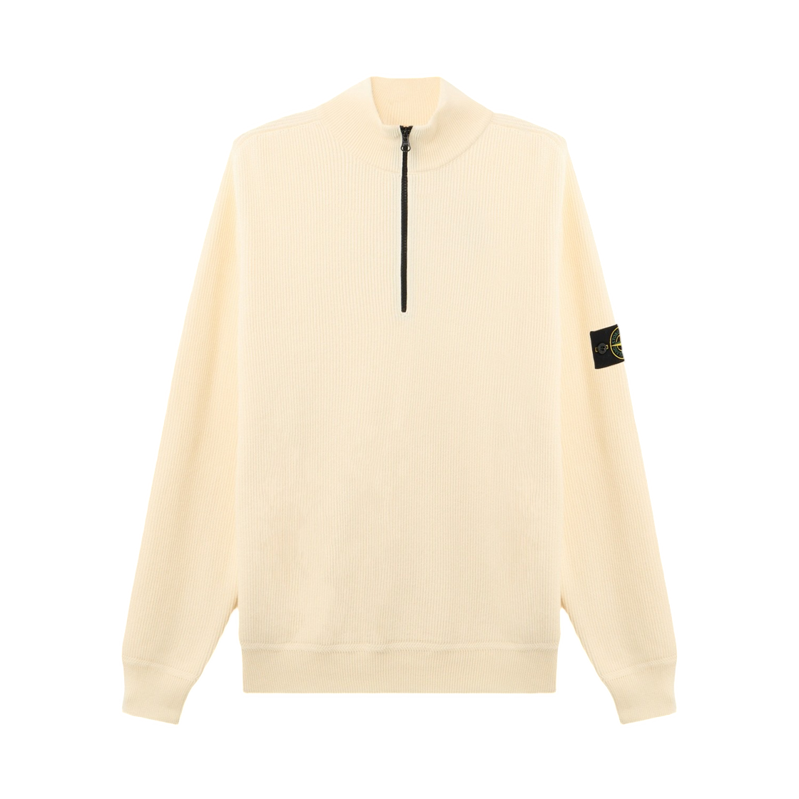 L2S1551001-24S00D8-V0093 Stone Island 5100124 Ribbed Soft Organic Cotton Regular-Fit Half-Zip Jumper Ivory - 26FW