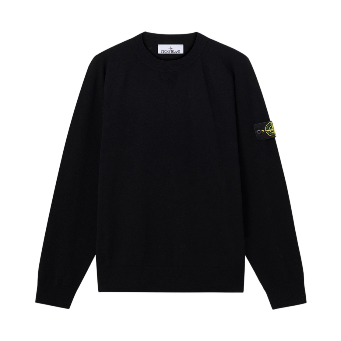 L2S1551000-07S00A1-V0029 Stone Island 5100007 Stretch RWS Wool Loose-Fit Crewneck Jumper with Raglan Sleeves Black - 26FW