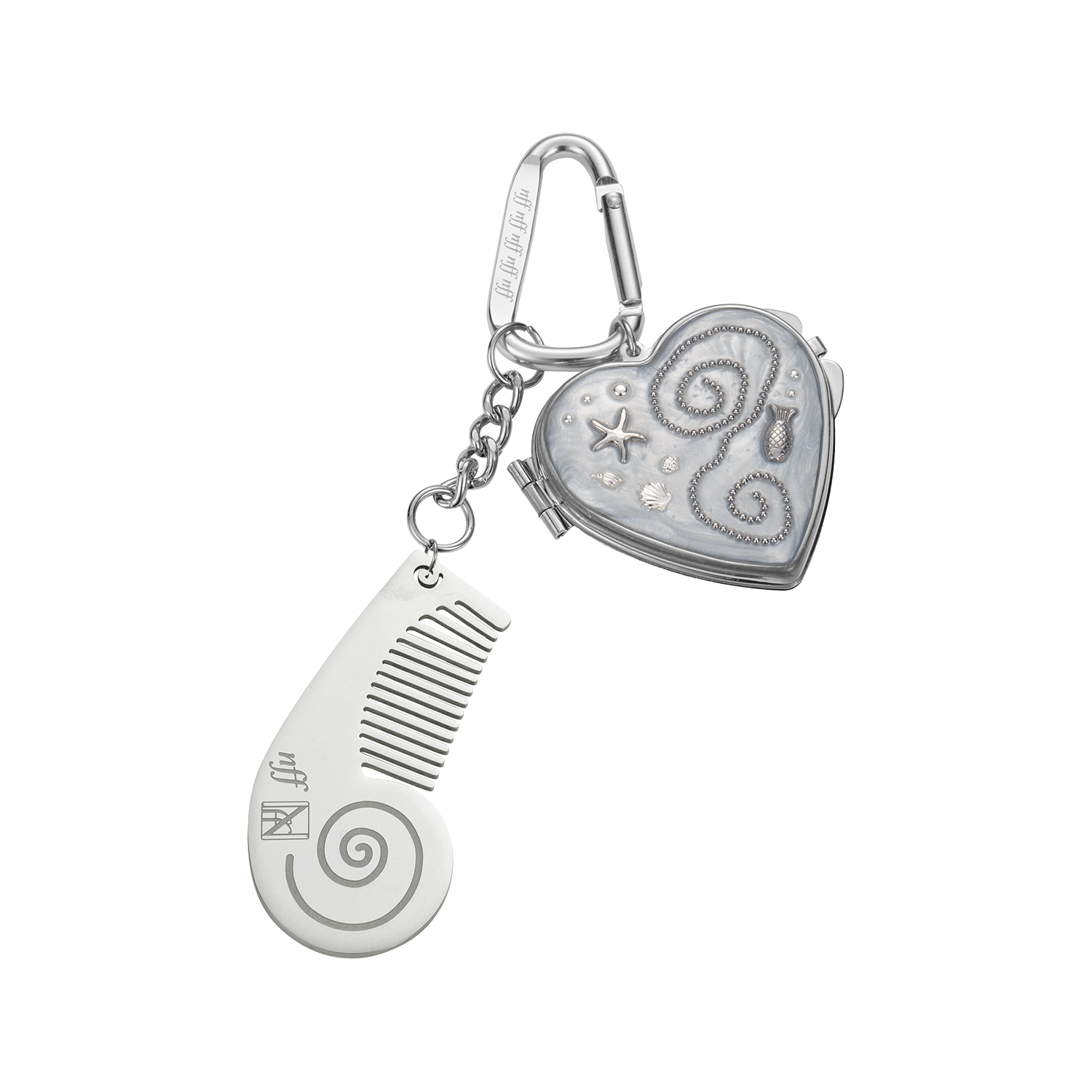엔프프 다이빙 하트 미러 키링 실버(Nff Diving Heart Mirror Keyring Silver)