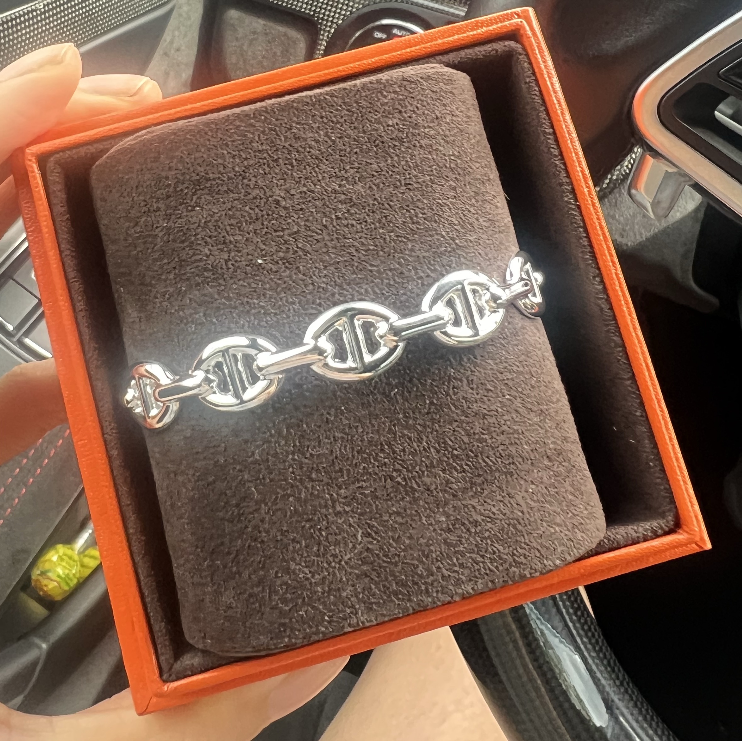 (W) Hermes Medium Chaine D'ancre Enchainee Bracelet Sterling Silver 착용 스타일 - 2