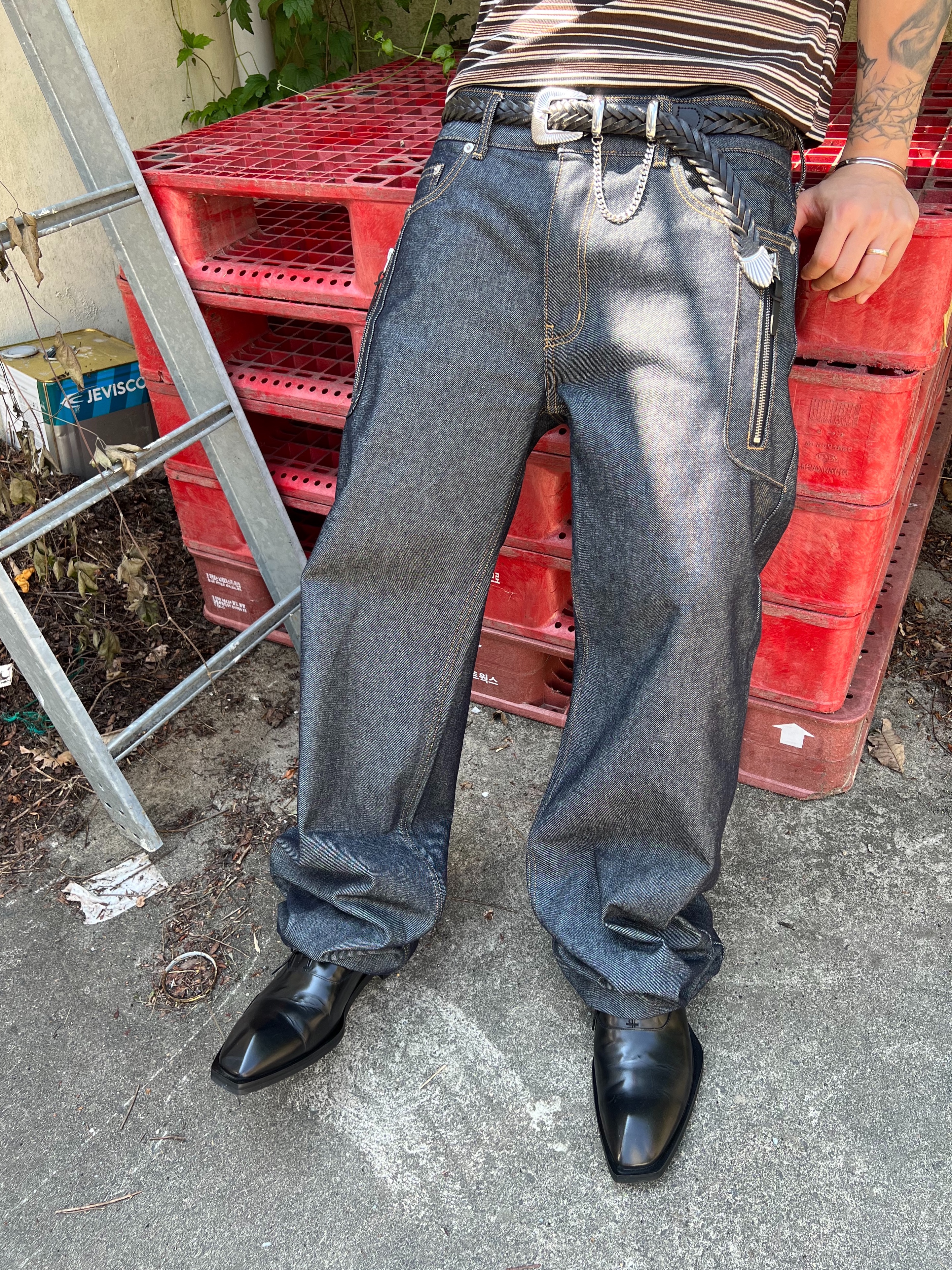 MJD LOW-RISE DUAL ZIP DENIM INDIGO, CSC x Soulesures SC:ENE 001 착용 스타일 - 4