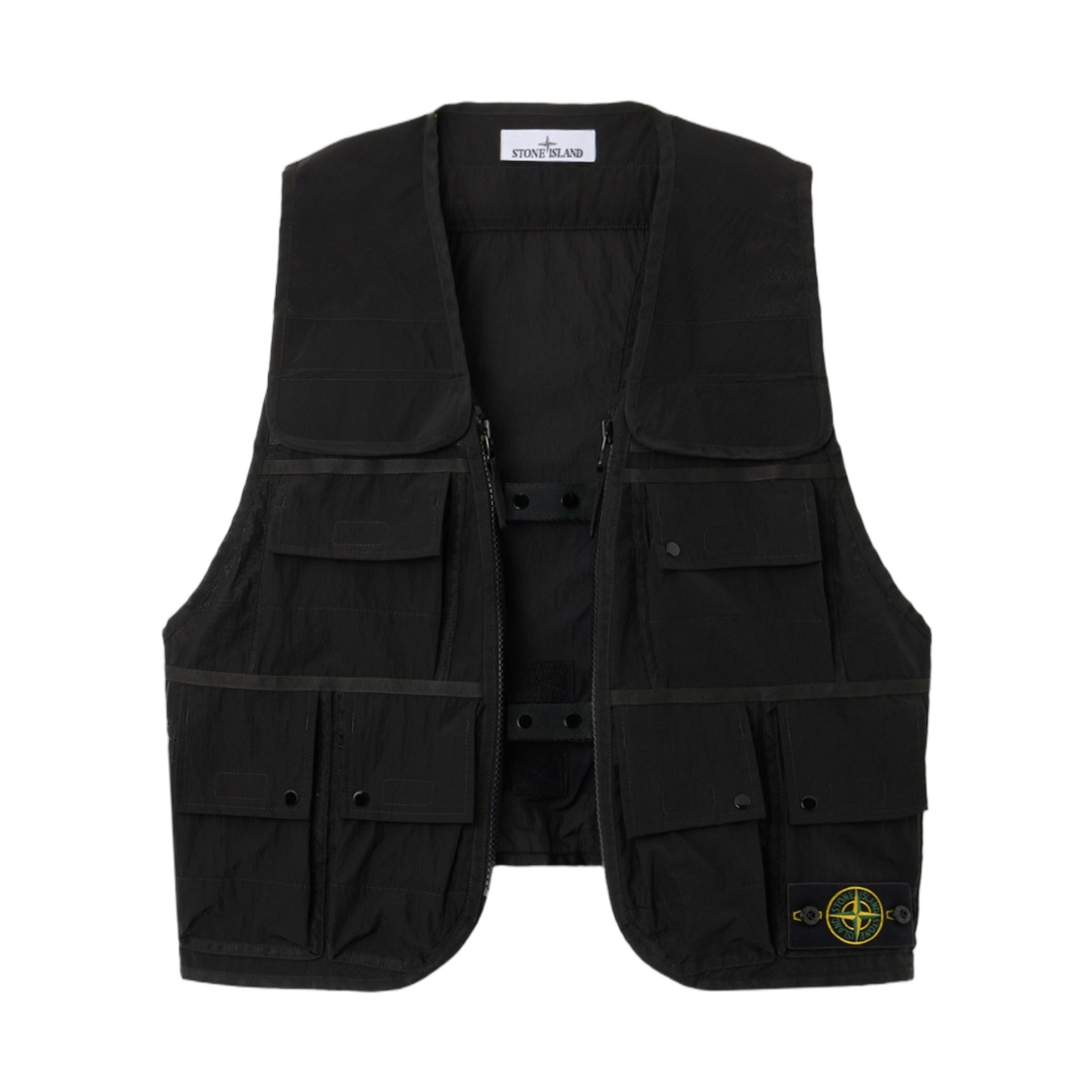 L2S15G1000-16S0424-V0029 Stone Island G100016 Monofilament Organza Utility Vest with Multiple Pockets And Adjustable Belts Black - 26FW