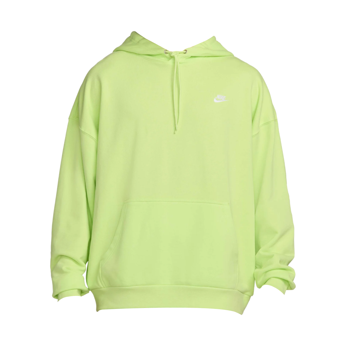 HJ1817-736 Nike Club Fleece Oversized French Terry Pullover Hoodie Light Lemon Twist White - Asia