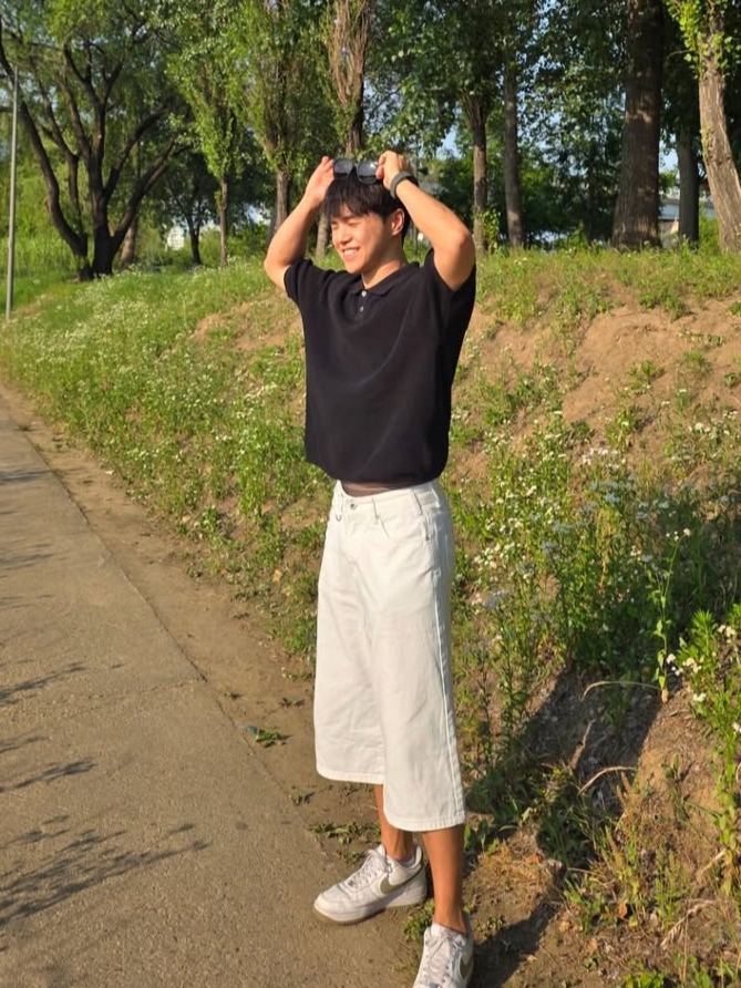 Knitted Coolever Crop Half Knit T-shirt Charcoal, Knitted Coolever PK Crop Half Knit T-shirt BLACK 착용 스타일