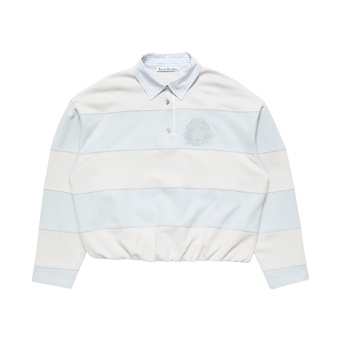 AI0190-AYG (W) Acne Studios Striped Polo Sweatshirt Light Blue Grey