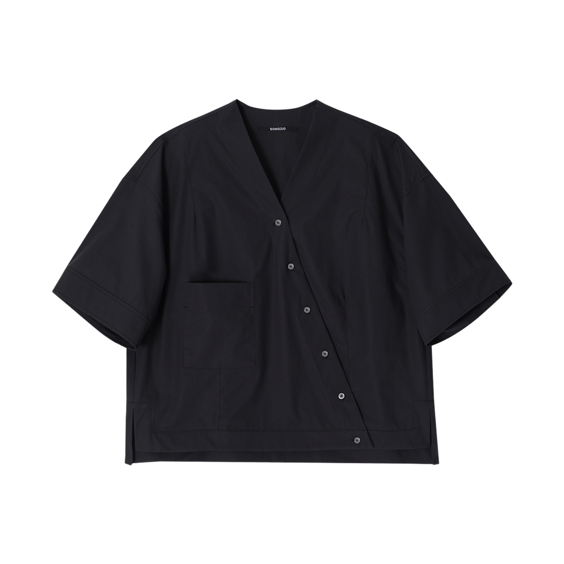 WH3SH703BK (W) SONGZIO COLLECTION Bias Cut Half Shirt Black