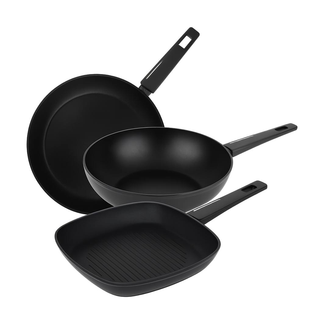 비알케이 스마트 피크 후라이팬 3종(28+wok28+그릴팬28) 세트(BRK Smart Peak 3‑Piece Frypan Set (28cm + 28cm Wok + 28cm Grill Pan))
