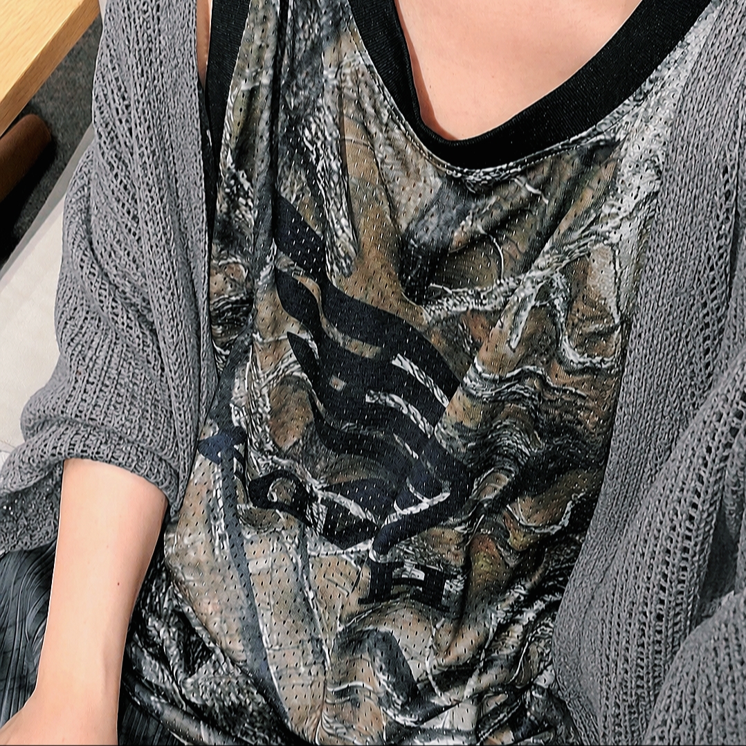 Honda Original Wing Logo Camo Mesh Sleeveless Green 착용 스타일