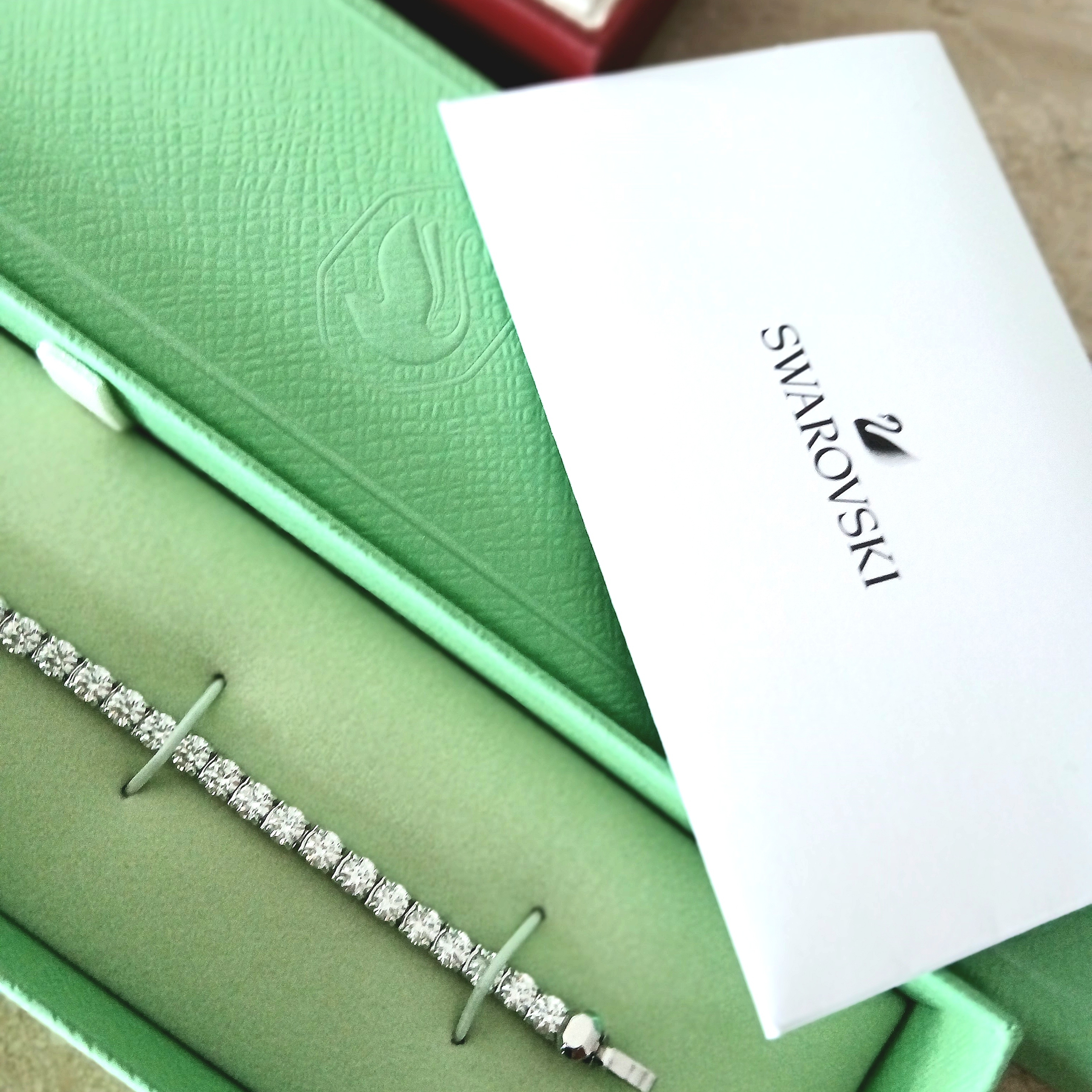 (W) Swarovski Matrix Tennis Bracelet White Rhodium Plated 착용 스타일 - 10