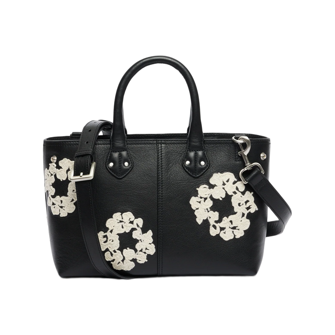 데님 티어스 코튼 리쓰 레더백 스몰 블랙(Denim Tears Cotton Wreath Leather Bag Small Black) - 2
