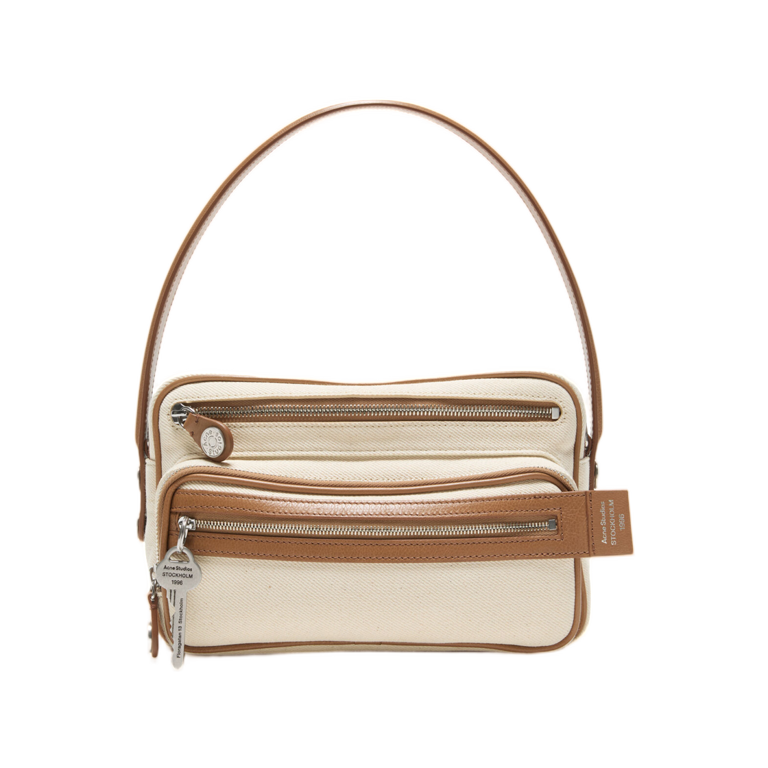 C10336-CX4 Acne Studios Camero Party Canvas Bag Cream Beige Brown