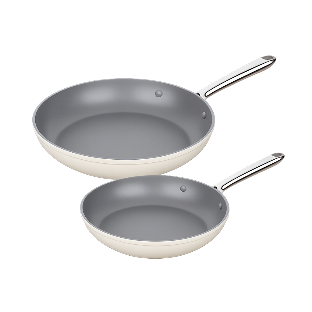 비알케이 에볼루션 풀 인덕션 후라이팬 2종세트 (20+28cm) (밀크)(BRK 2‑Piece Evolution Full Induction Frypan Set (20cm & 28cm, Milk)) - 1