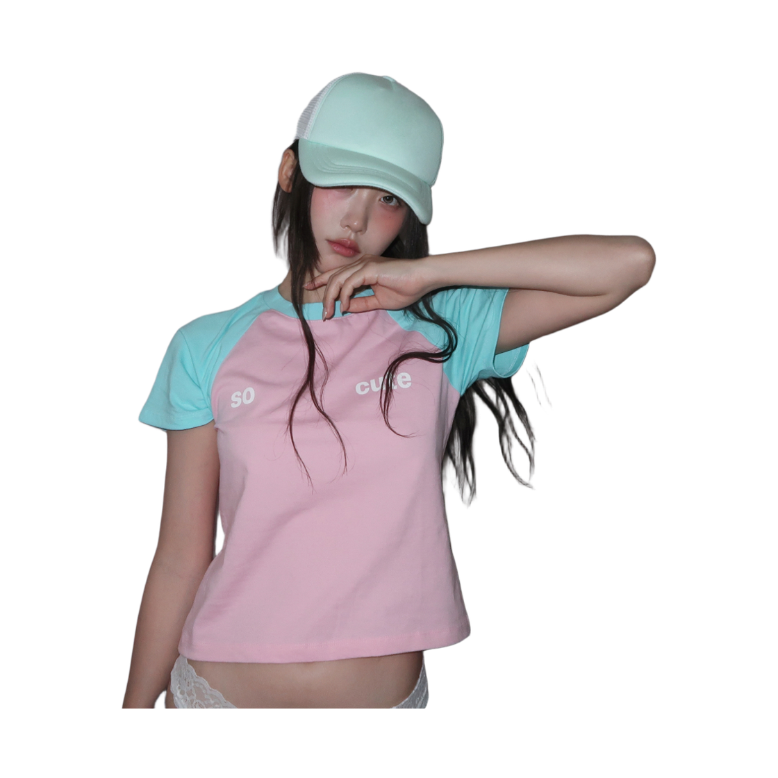 키코지 쏘 큐트 래글런 티셔츠 스카이블루(kikozy So Cute Raglan T-shirt_Sky Blue) - 3