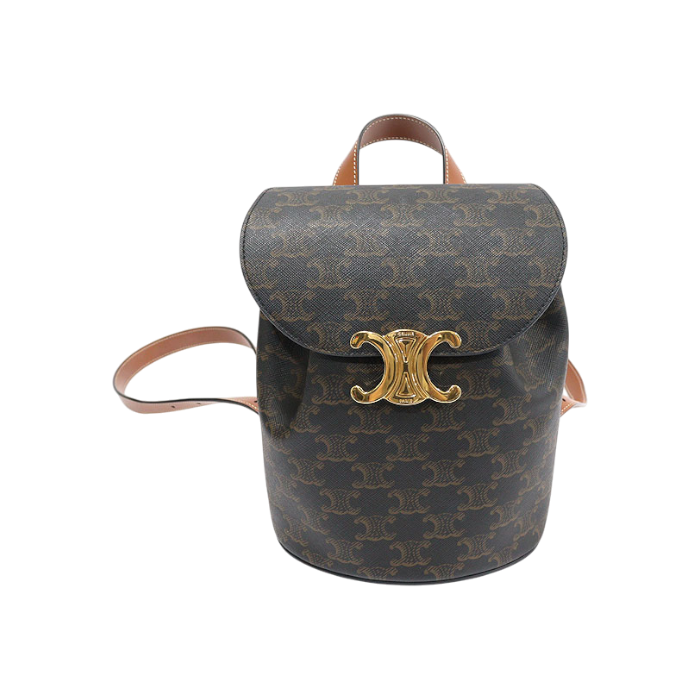 ITDCC8BEP6LQ Celine Triomphe Canvas Tan Calfskin Bonny Backpack