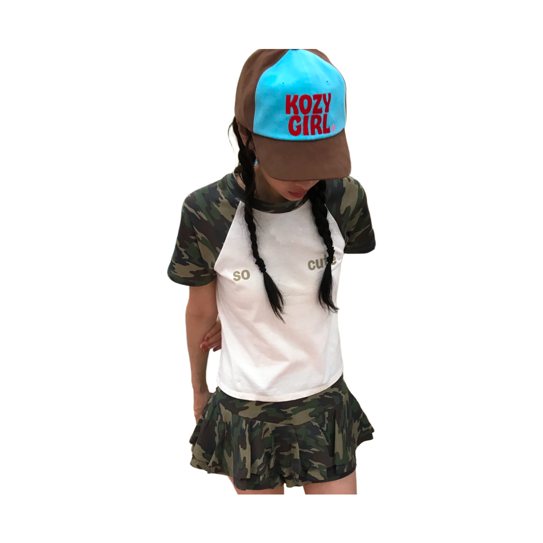 키코지 쏘 큐트 래글런 티셔츠 카모(kikozy So Cute Raglan T-shirt_Camo) - 5