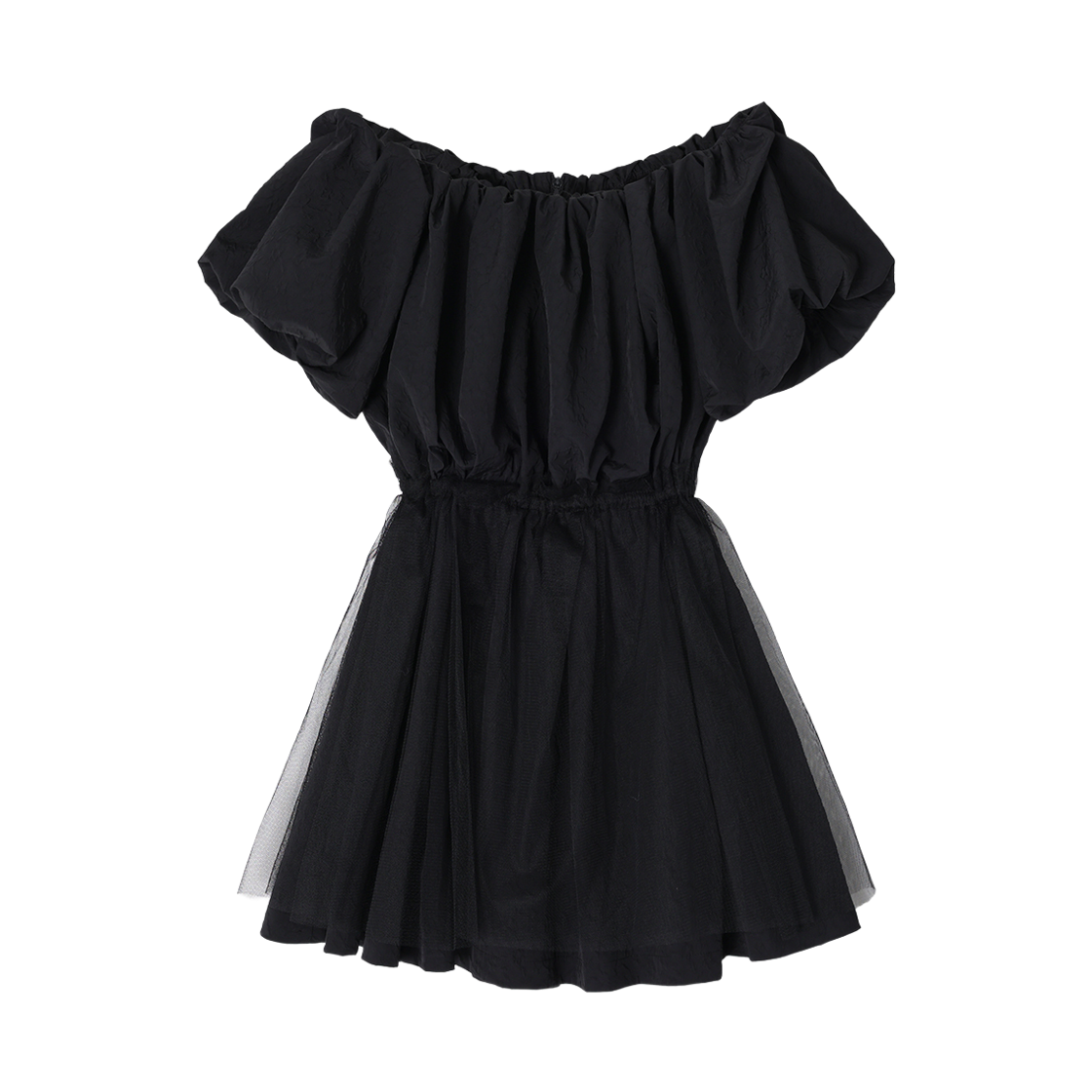 WH2OP303BK (W) SONGZIO Off Shoulder Veiled Dress Black