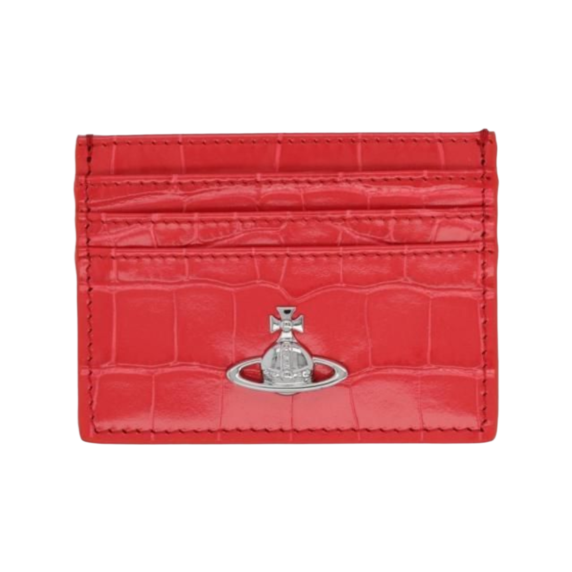 54030004W-L0098-H410 Vivienne Westwood Orb Logo Flat Card Holder Red