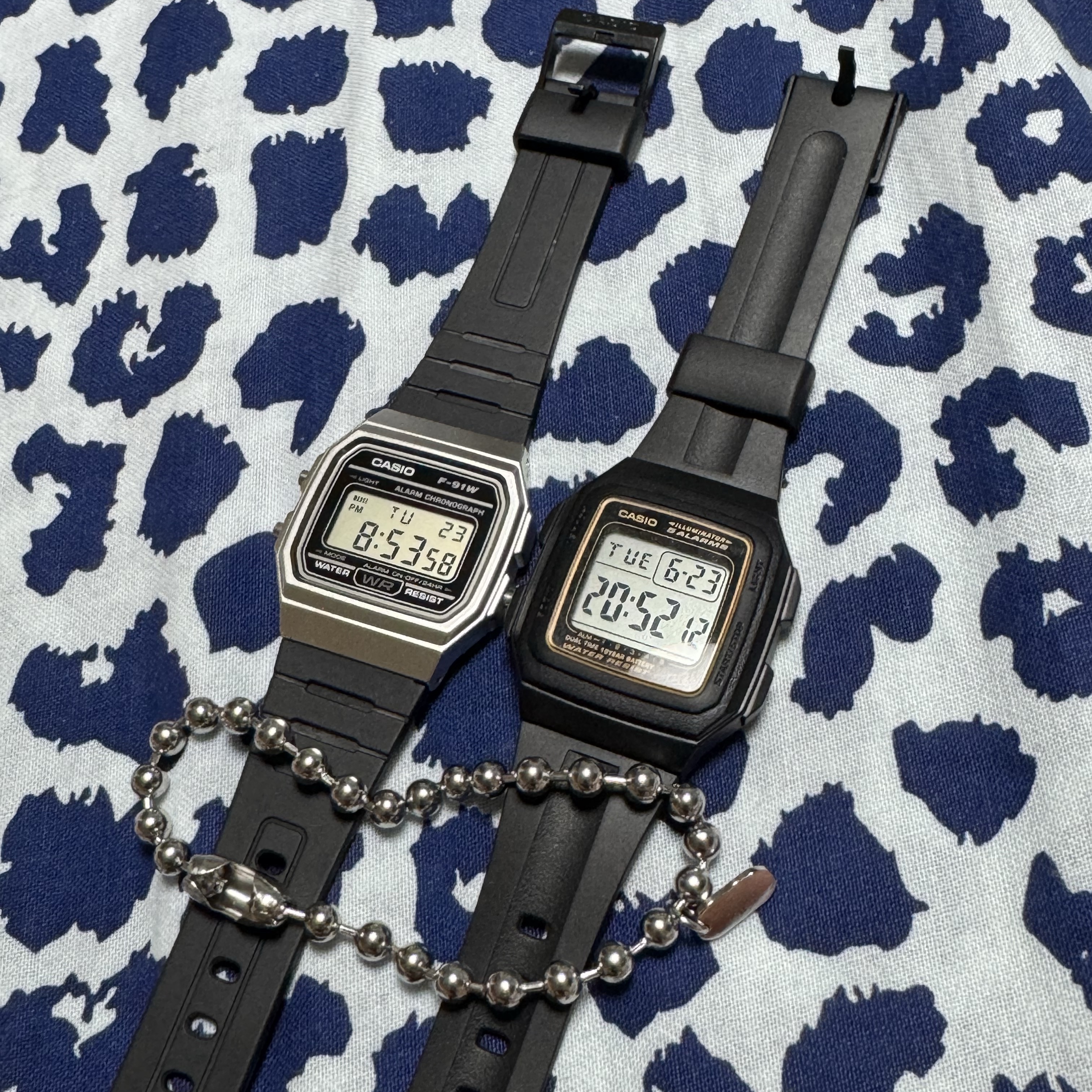 Riomeu Round ball chain bracelet 5.0mm, Casio F-91WM-7 착용 스타일