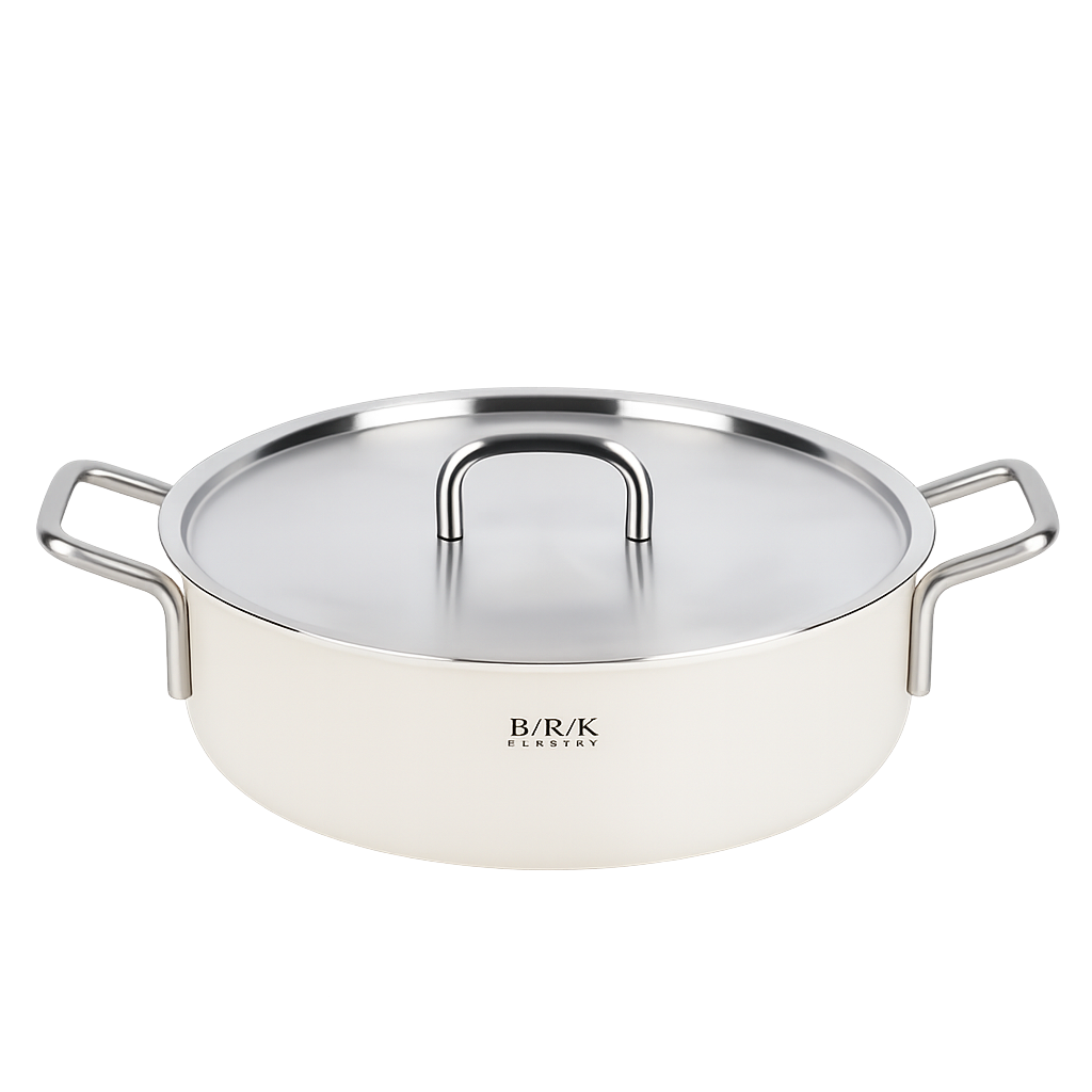 비알케이 노르딕 통5중 전골냄비 28cm 크림 화이트(BRK Nordic 5‑Ply Shallow Pot 28cm – Cream White)