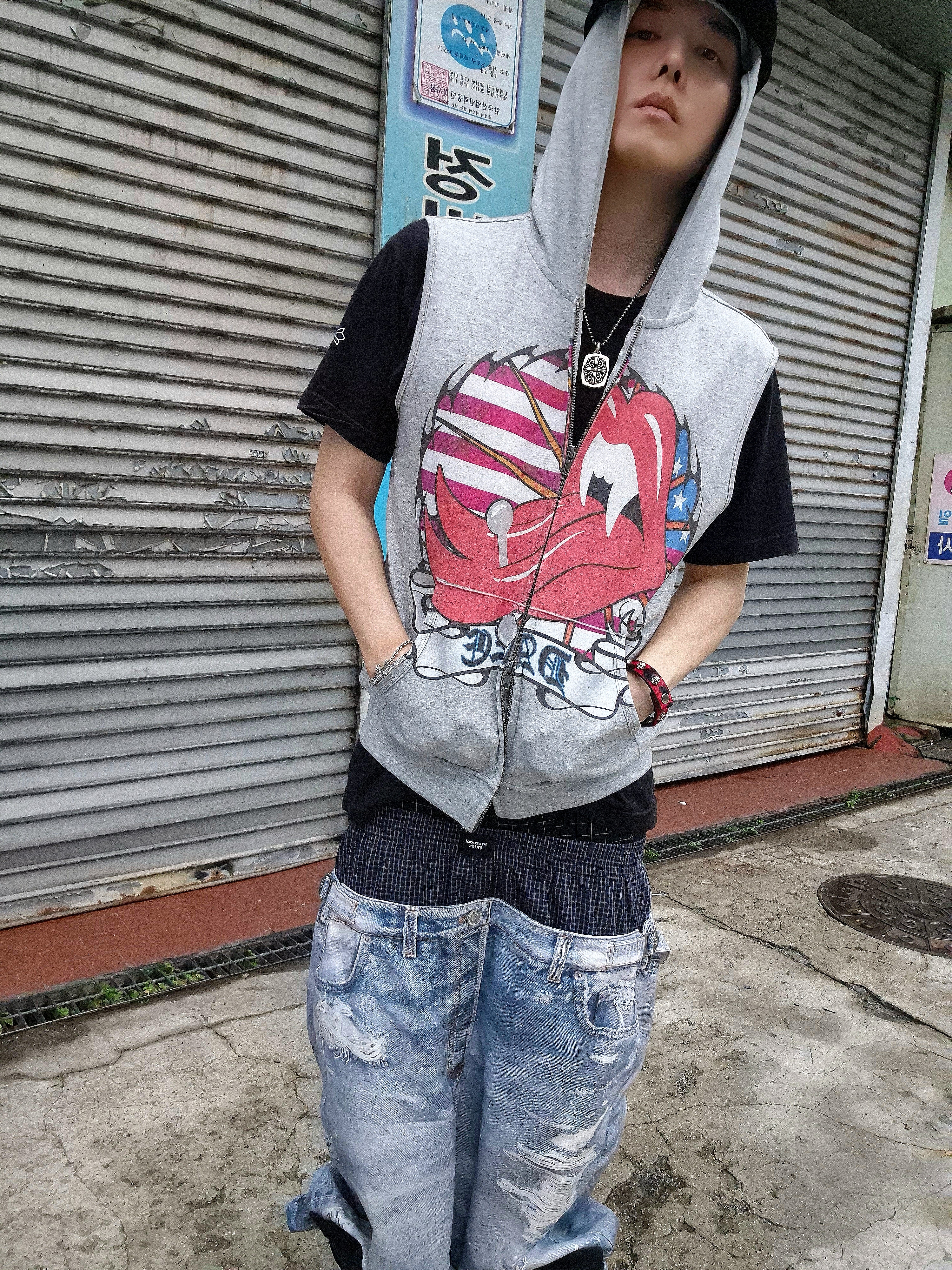 Protocol Index Trompe L'oeil Layered Pants Blue, Rick Owens Mega Bumper Geobasket Black Milk 착용 스타일 - 3