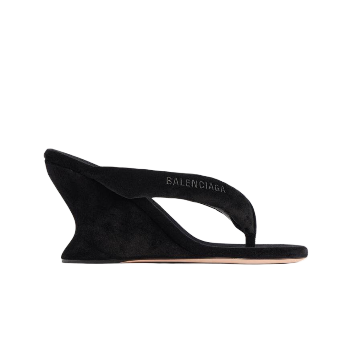 876727WCDQ01000 (W) Balenciaga Gaeta Wedge Thong in Black