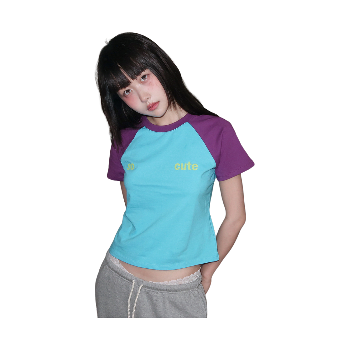 키코지 쏘 큐트 래글런 티셔츠 퍼플(kikozy So Cute Raglan T-shirt_Purple) - 4