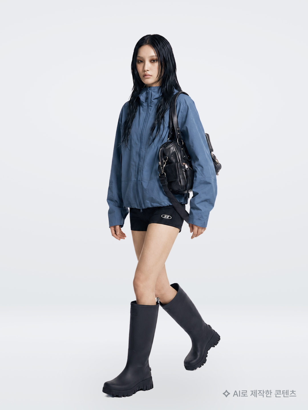 Sansan Gear Mesh Jacket Sky Blue - 25SS, (W) Adidas Pinstripe Satin Shorts Dark Blue - KR Sizing 착용 스타일 - 3
